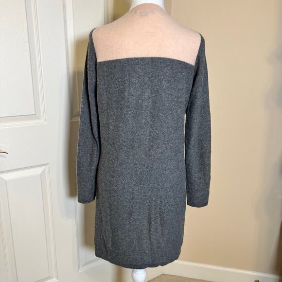 Vince Color Block 100% Cashmere Sweater Dress Long Sleeve Grey Nude Size Small - Picture 4 of 8